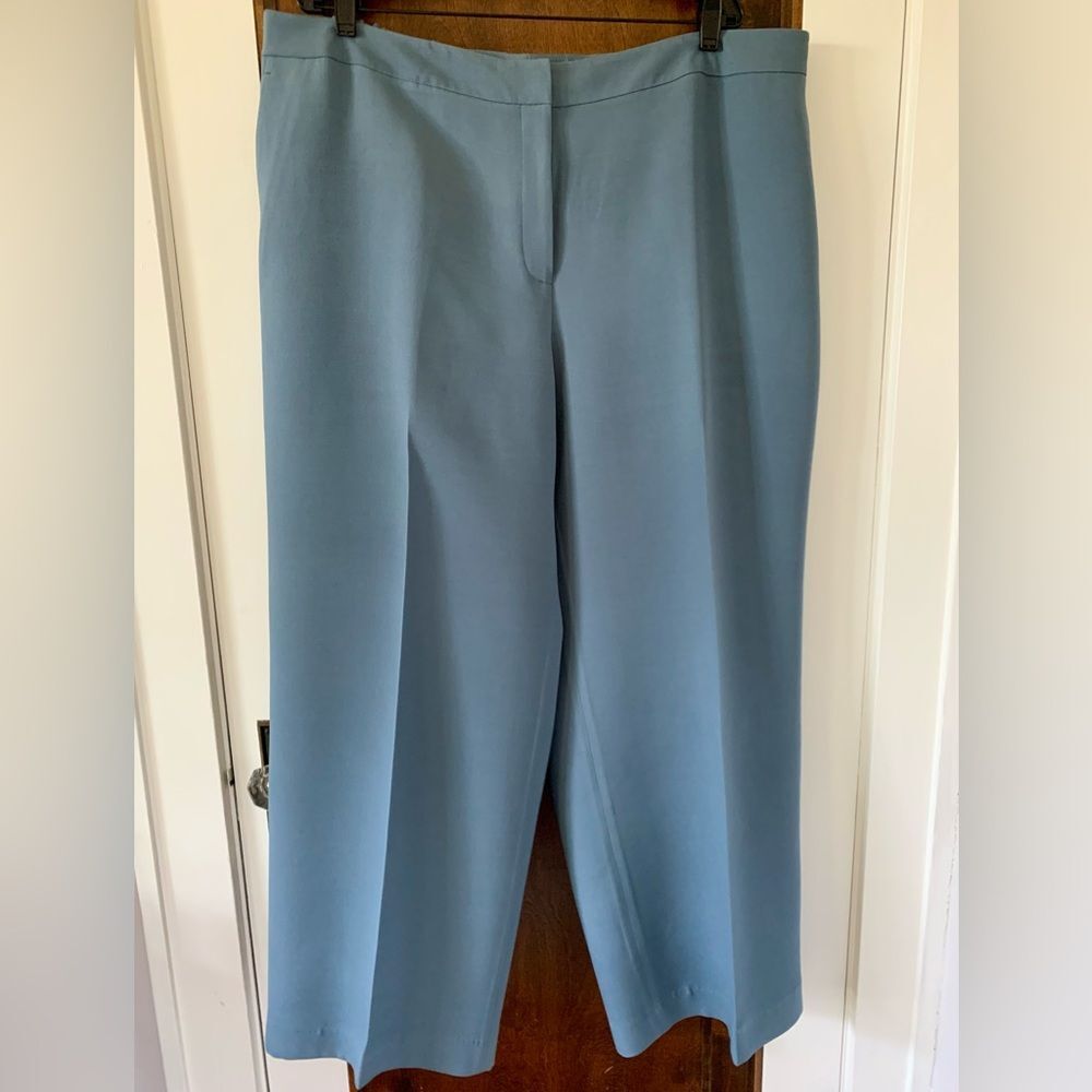 Lafayette 148 NY Wool-Silk Crepe Gates Pant Blue-Gray Size 20W